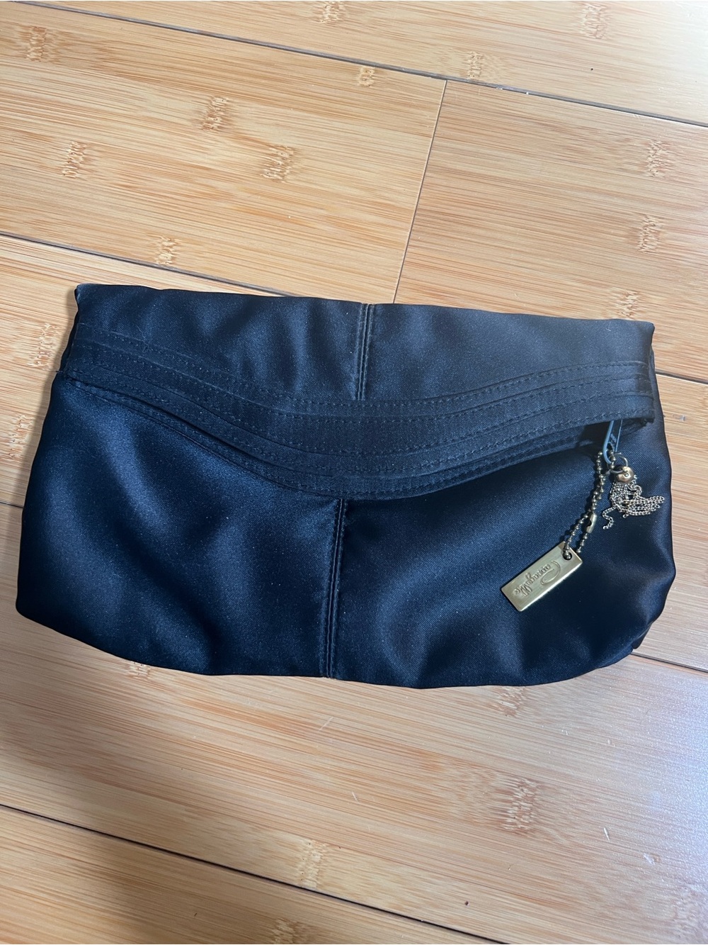 VTG Pappagallo Black Satin Clutch Evening Bag 1970s 80s Prom Party Purse Charm